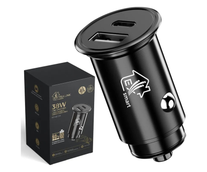 Ładowarka i akumulator ExtraLink SMART LIFE CAR CHARGER 38W 1X USB-C 1X USB-A BLACK